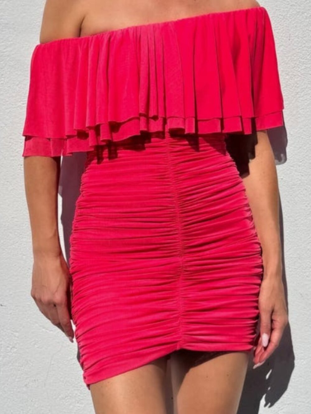 AFRM  Vivian Ruched One-Shoulder Mesh Minidress size Medium